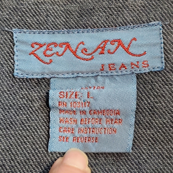 Zenan Jeans Denim Bling Studded Embellished Jacket - Picture 4 of 16